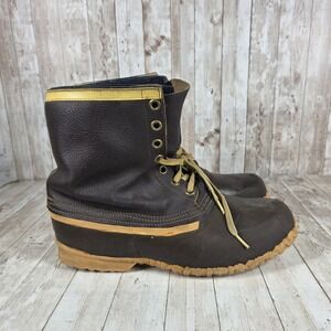Kaufman‎ Canada Men's Brown Leather Rubber Duck Boots Lace Up Waterproof Winter